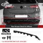 For Vw Golf MK7.5 Gti 2018-2021 Tcr Gloss Black Rear Bumper Shark Fins Diffuser. Fixed Price $149.99.