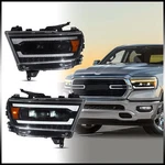 Amber Led Headlights W/sequential Turn Sig For 2019-2024 Dodge Ram 1500 One Pair. Fixed Price $499.99.