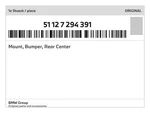 Genuine Bmw Mount, Bumper, Rear Center 51-12-7-294-391 New. Fixed Price $154.02.