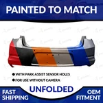 New Painted 2013-2015 Chevrolet Malibu Unfolded Rear Bumper W/o Camera Holes. Fixed Price $157.99.