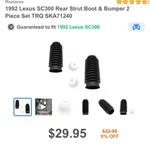 Trq Shock Strut Boot Bellow & Bumper Kit Pair Of 2 For Dodge Chrysler Lexus Kia. Fixed Price $28.00.