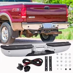Fit 1999-2007 Ford F-250 Chrome Rear Step Bumper W/ Park Sensor Holes. Fixed Price $197.38.