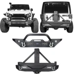Fit Wrangler Jeep Jk/jku 2007-2018 Textured Front + Rear Bumper W/ Tire Carrier. Fixed Price $744.09.