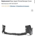 Bumper Cover For 2021 2022 2023 Toyota Sienna Primed Rear Upper. Fixed Price $80.00.