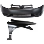 Front Bumper Cover + Fender Set For 2006-2008 Honda Civic Coupe. Fixed Price $377.85.