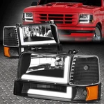 6PCS 92-96 Ford F150-F350 Dual Led Drl Headlight Bumper Lamp Black/amber. Fixed Price $87.29.