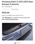 Mustang Mach-e 2021-2025 Rear Bumper Protectorsku: MJ8Z17B807A. Fixed Price $60.00.
