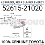 5261521020 Genuine Toyota Absorber, Rear Bumper Energy 52615-21020. Fixed Price $19.05.