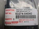 Toyota Tacoma 2016 -2023 Front Bumper Left Driver Side Cover Bracket 53274-04040. Fixed Price $30.00.