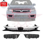 New Front Grille + Chrome Molding Fog Light Covers Fits 2009-2011 Honda Civic. Fixed Price $95.55.
