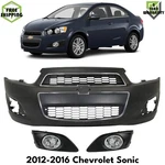 Front Bumper Cover Primed Plastic & Fog Lights Kit For 2012-2016 Chevrolet Sonic. Fixed Price $250.00.