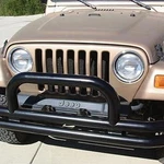For Jeep Wrangler 87-06 Double Full Width Black Front Tubular Bumper Hoop. Fixed Price $303.57.