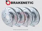 Front+rear Brakenetic Sport Drilled Slotted Disc Rotors BSR74964. Fixed Price $281.00.