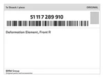 Genuine Bmw Deformation Element, Front 51-11-7-289-910 New. Fixed Price $53.47.