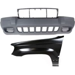 Bumper Cover Kit For 99-2003 Jeep Grand Cherokee Front 2PC Textured With Fender. Fixed Price $293.63.