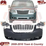 Front Bumper Cover & Grille + Headlights Assembly For 2008-2010 Town Country. Fixed Price $349.49.