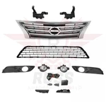 For 2013-2015 Sentra Bumper Upper Lower Chrome Grille/fog Light Kit/bracket 11PC. Fixed Price $127.22.