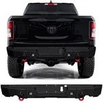 Vijay For 2019-2024 Dodge Ram 1500 Steel Rear Bumper With Led Lights & D-rings. Fixed Price $409.89.