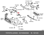 Original Bracket Sub-assy, Front Bumper, Left, 5210360260 For Toyota 52103-60260. Fixed Price $53.31.