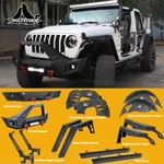 For 2018-2025 Jeep Wrangler Jlu, Wolfstorm Front Rear Bumper Fenders Flares. Fixed Price $359.99.