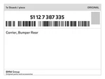 Genuine Bmw Carrier, Bumper Rear 51-12-7-387-335 New. Fixed Price $533.59.