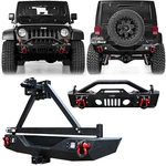Fits 07-18 Jeep Wrangler Jk Black Front/rear Bumper W/tire Carrier&lights Vijay. Fixed Price $419.99.